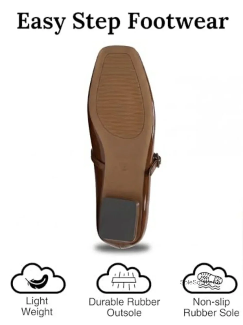 Mary Jane Flats Closed Square Toe Ankle Strap Buckle Ballet Dress Shoes Faux